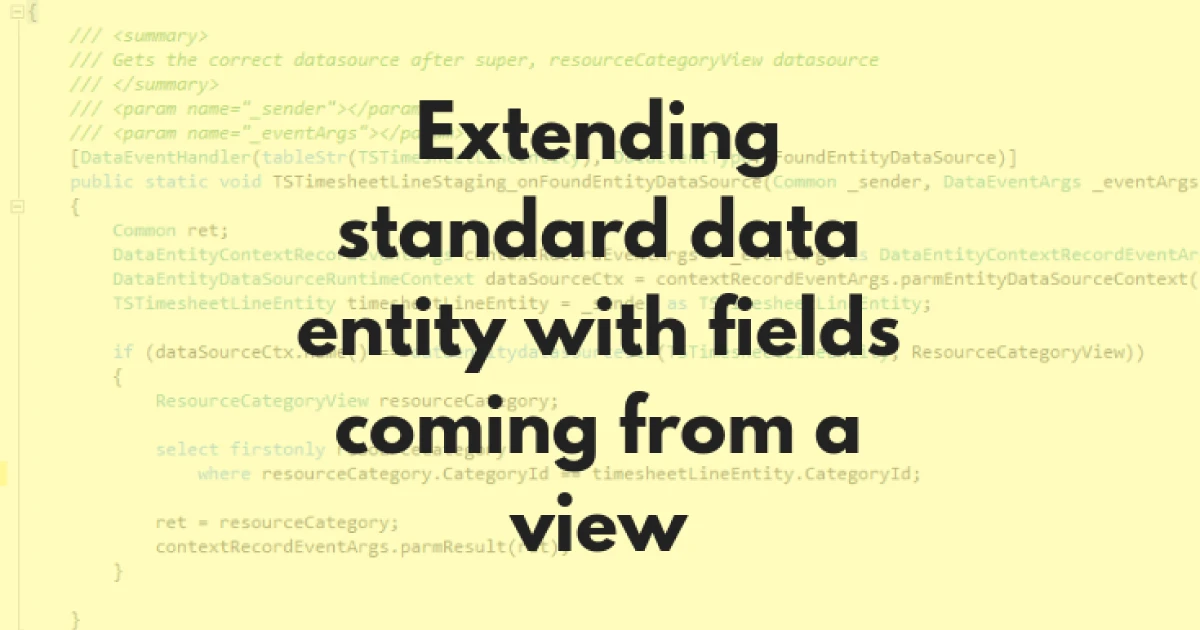 Extending standard data entity